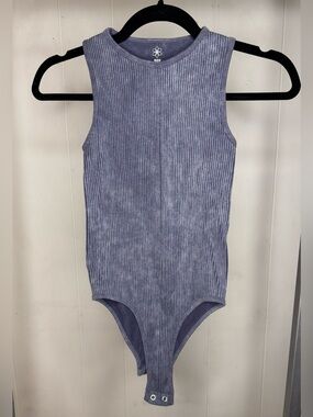 Aura Ribbed Grey Bodysuit - Size S/M